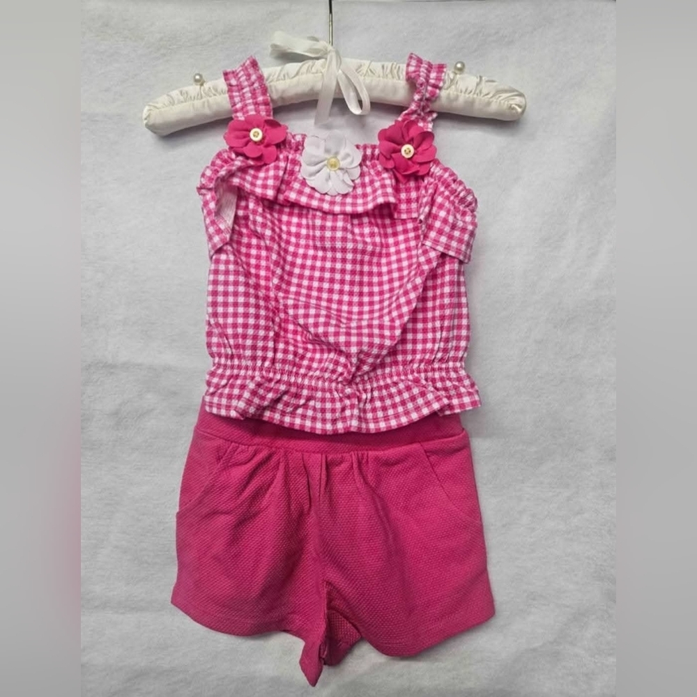 Kids Headquarters Pink Gingham Ruffle Tank & Shorts